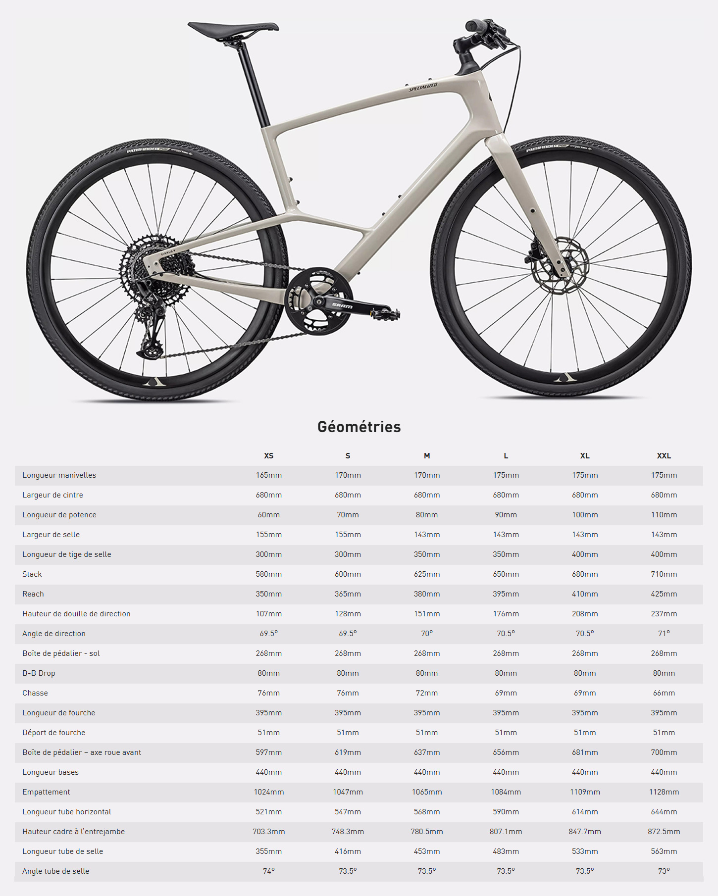 Guide de taille du Vélo électrique Sirrus X 5.0 
